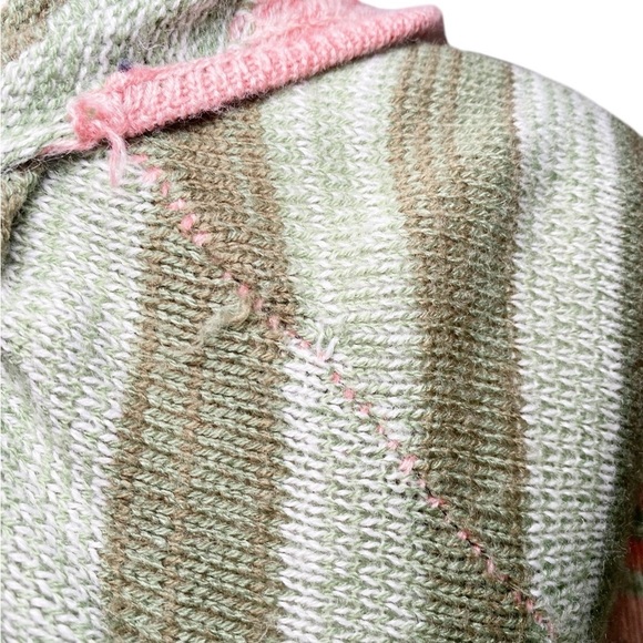 Striped Green and Pink Women's Sweater - Picture 12 of 13